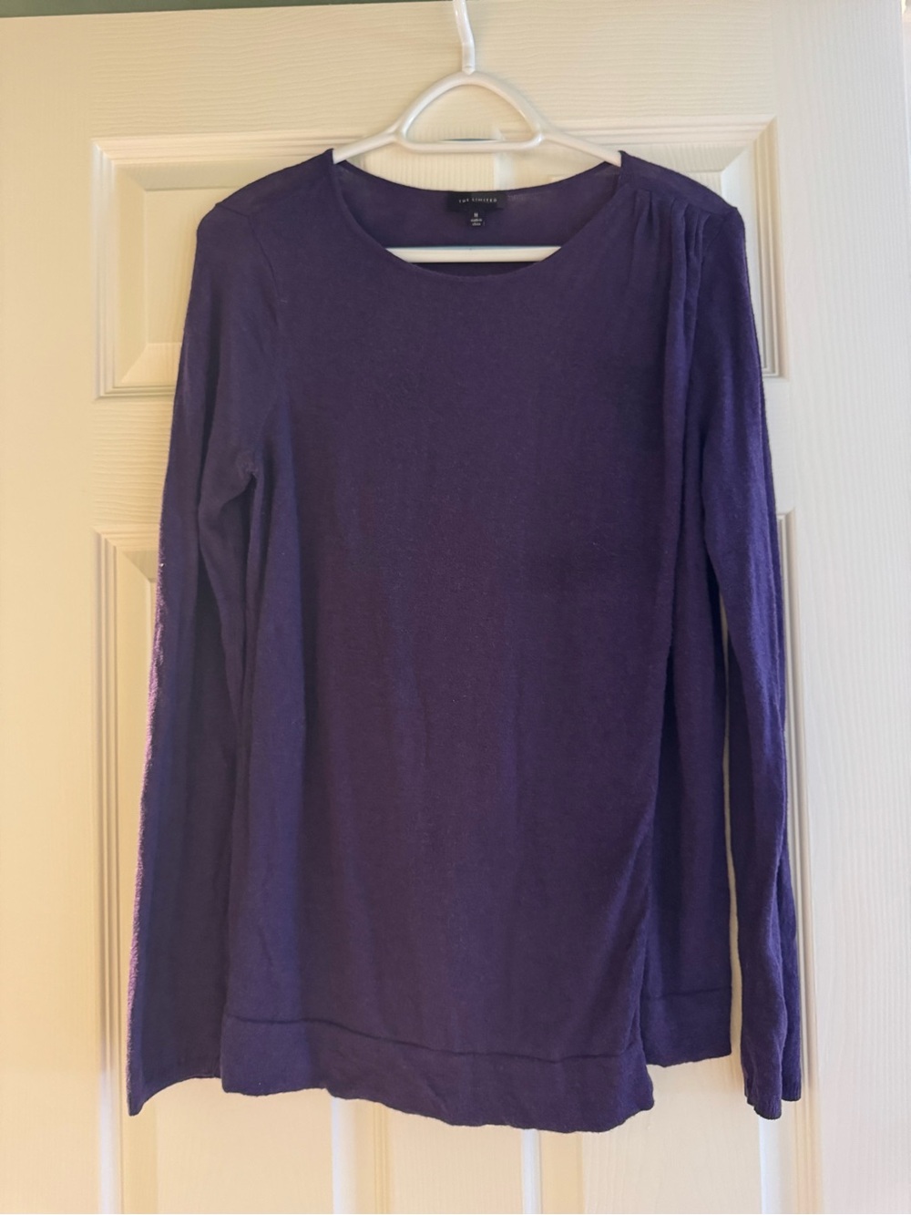 The Limited Purple Long Sleeve Wrap Crewneck Top